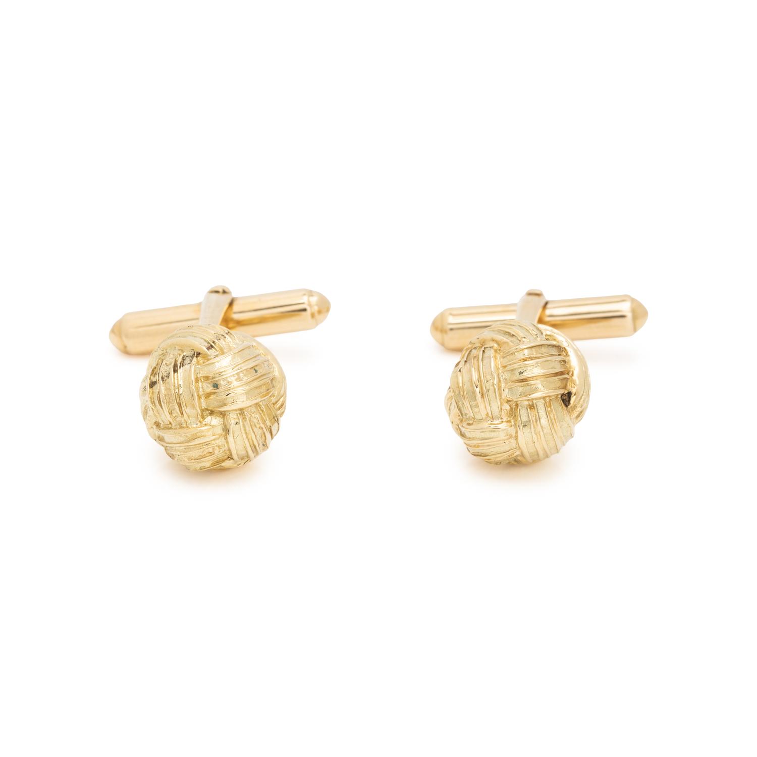 YELLOW GOLD KNOT MOTIF CUFFLINKS