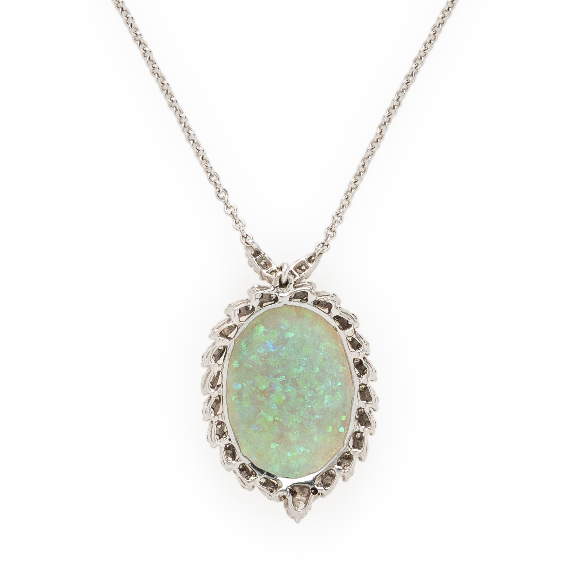 Opal and Diamond Pendant Necklace