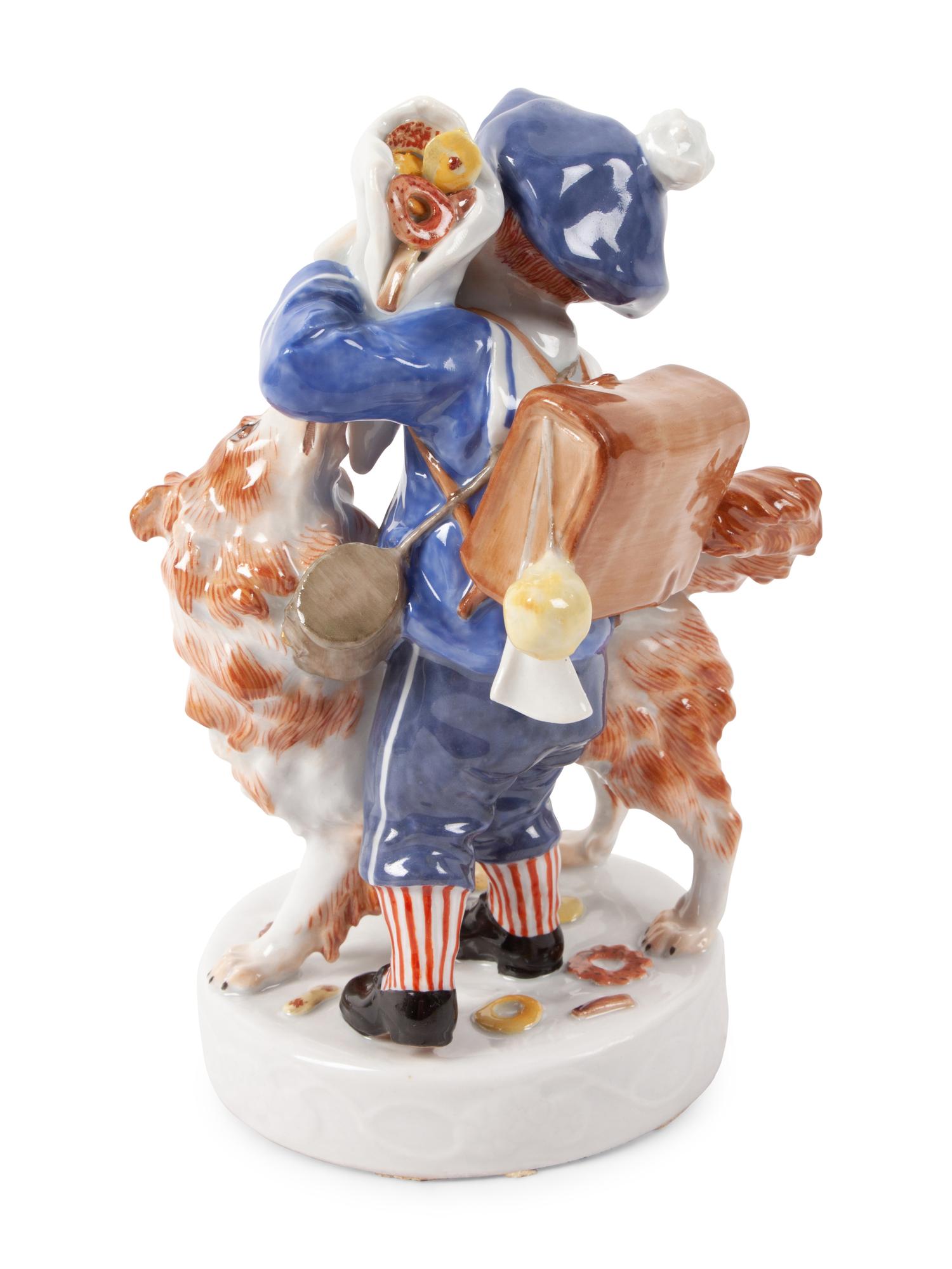 A Meissen Porcelain Figure of a Boy with a Dog, by Erich Hosel