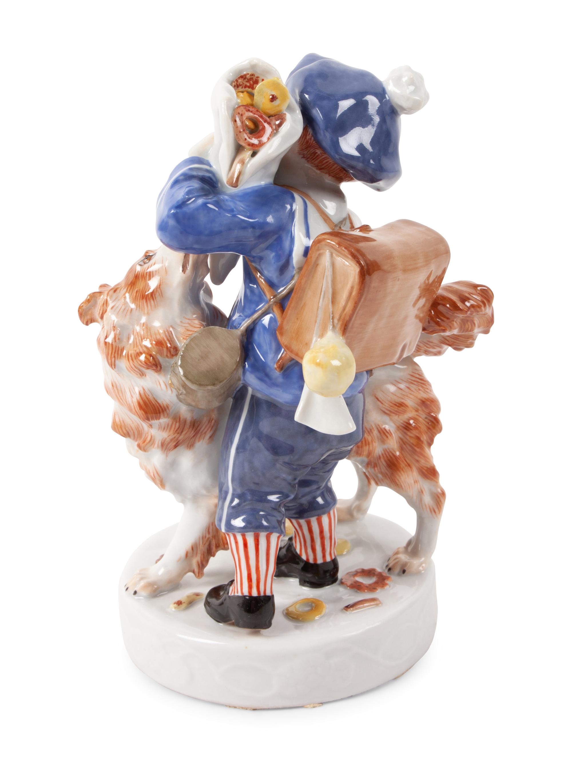 A Meissen Porcelain Figure of a Boy with a Dog, by Erich Hosel