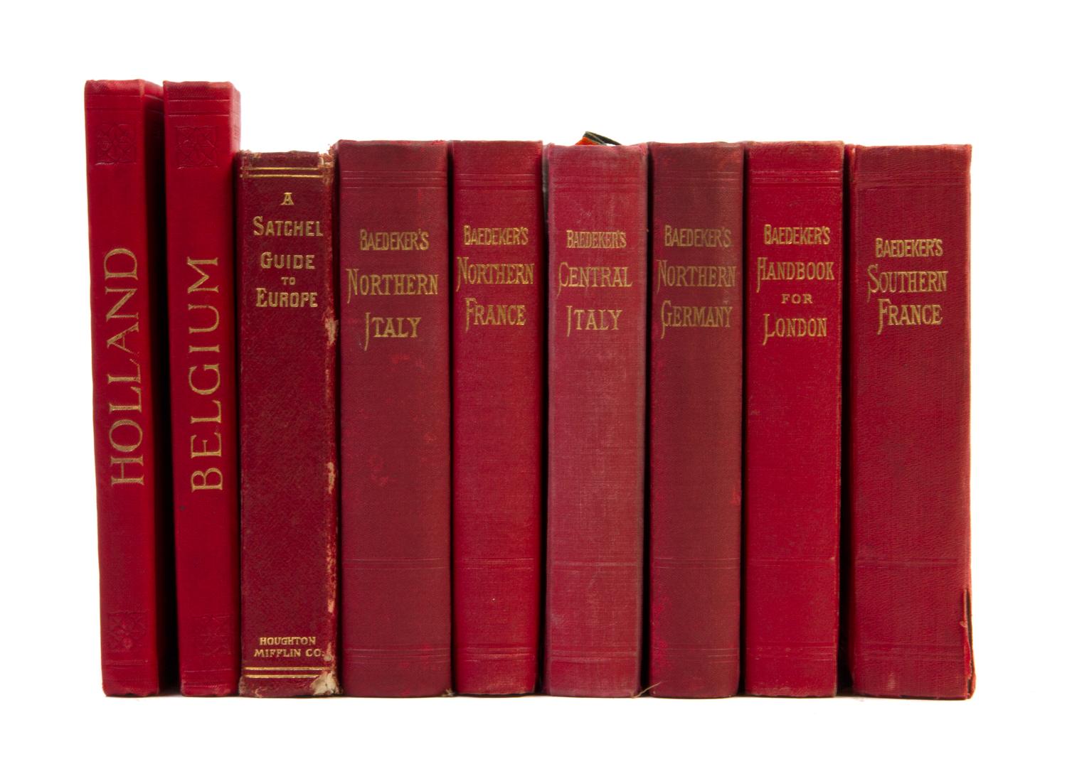 (TRAVEL GUIDES) Nine early 20th-century travel guides, including six by Karl Baedeker and three others.