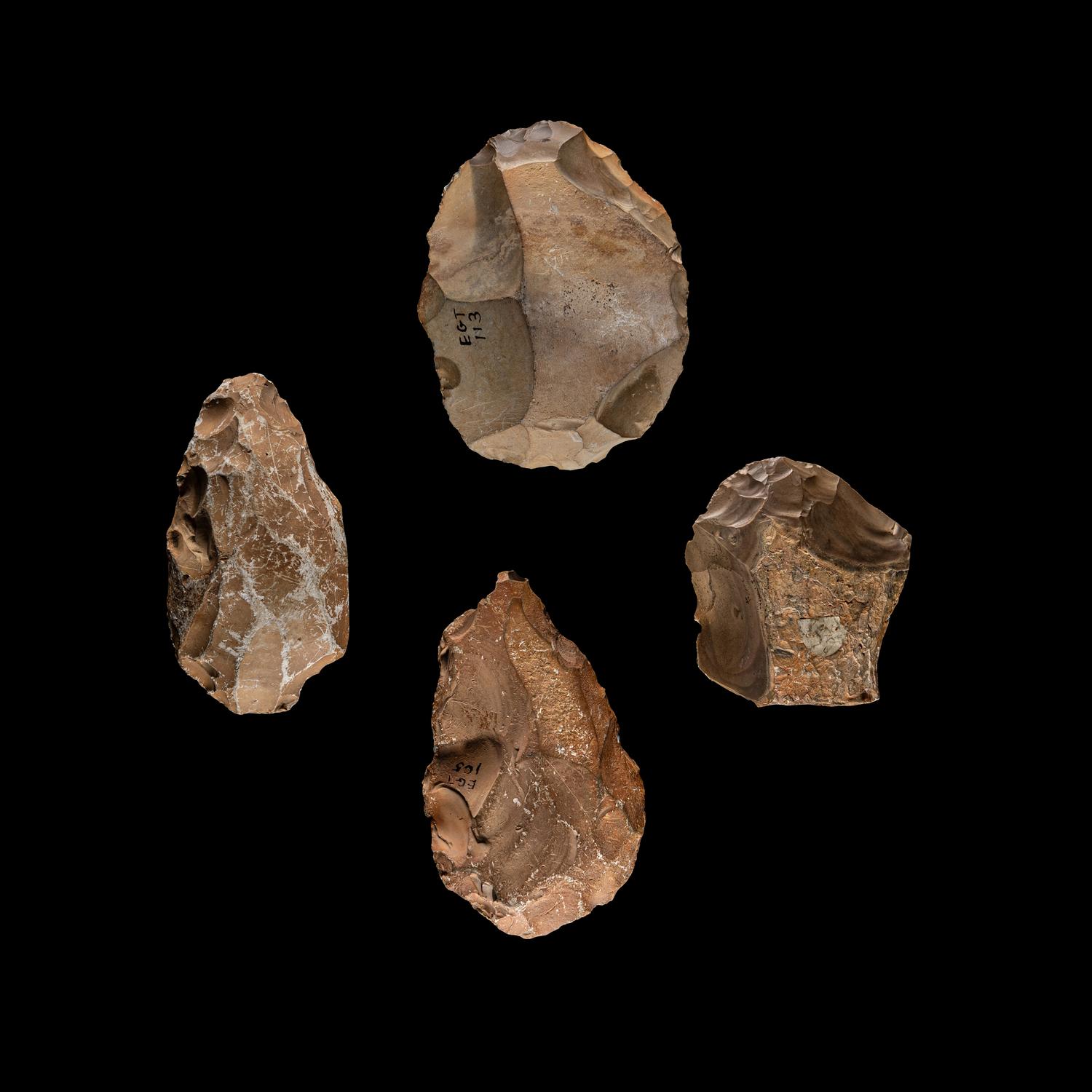 Four Paleolithic Flint Hand Axes