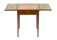 A George III Inlaid Mahogany Games Table, Height 27 1/8 x width 20 x depth 19 3/4 inches (closed).