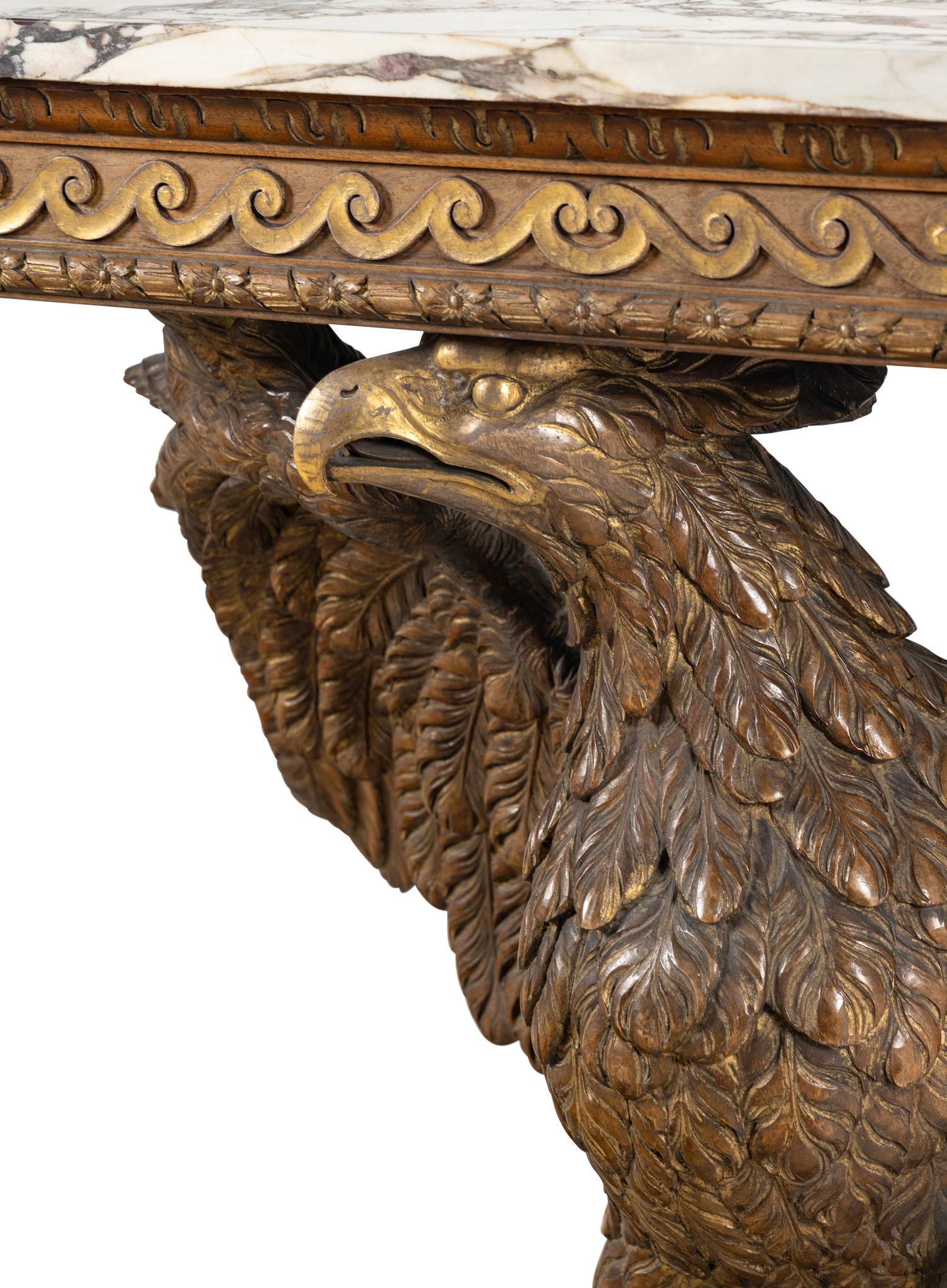 A George II Style Giltwood Marble-Top Eagle Pier Table