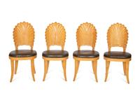 A Set of Four Venetian Grotto Style Carved Maple Side Chairs