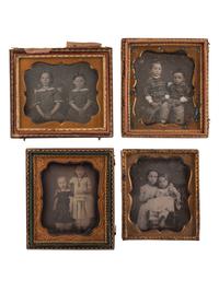[EARLY PHOTOGRAPHY]. A group of 13 daguerreotype portraits of pairs of sisters and brothers, including: