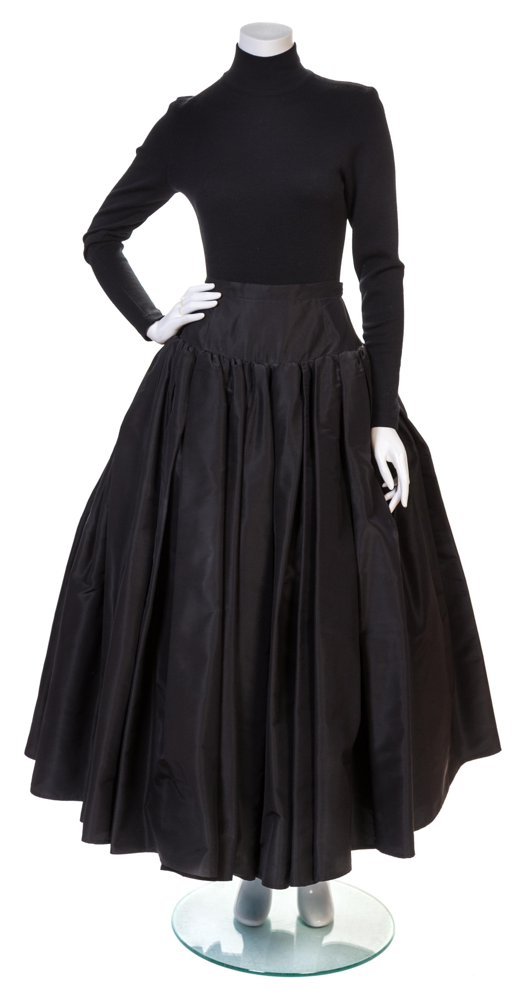 An Isaac Mizrahi Black Silk Skirt Ensemble, Size 6.