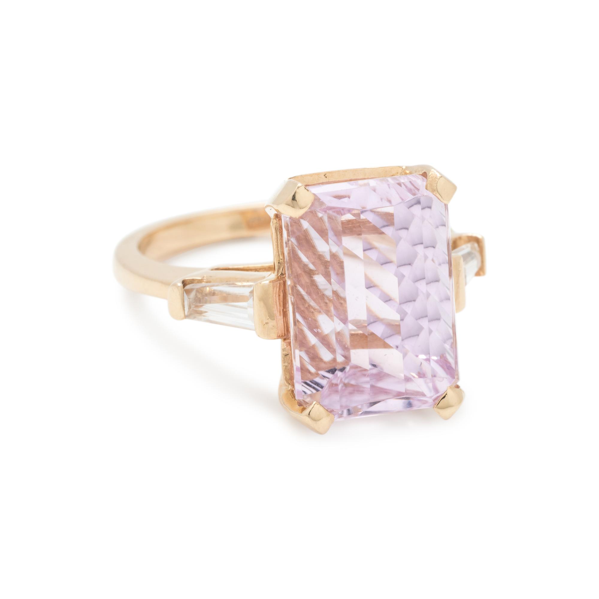 KUNZITE AND DIAMOND SIMULANT RING
