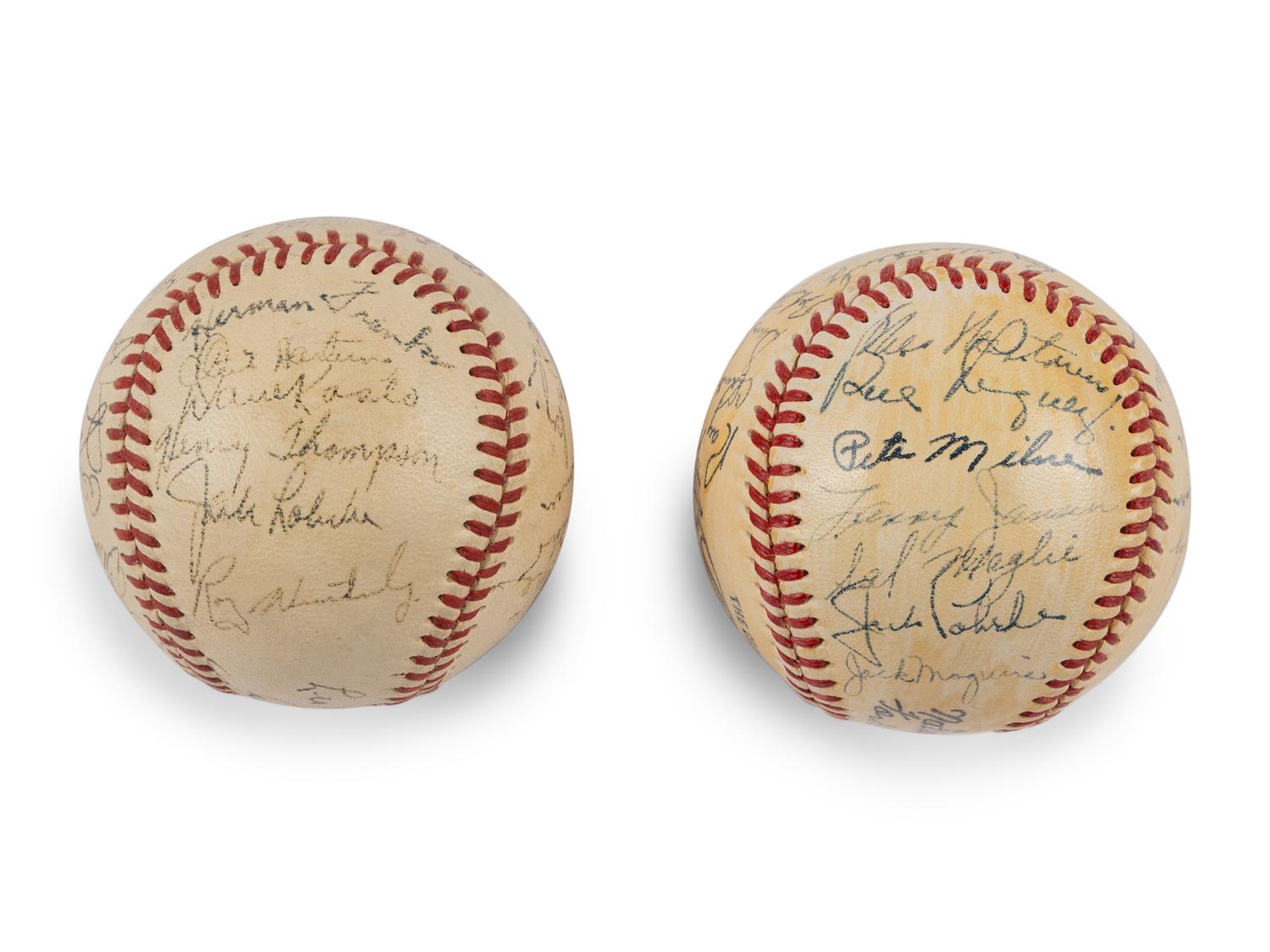 A Group of Two 1950 New York Giants Team Signed Autograph Baseballs