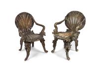 A Pair of Italian Silvered Grotto Armchairs — 19TH CENTURY