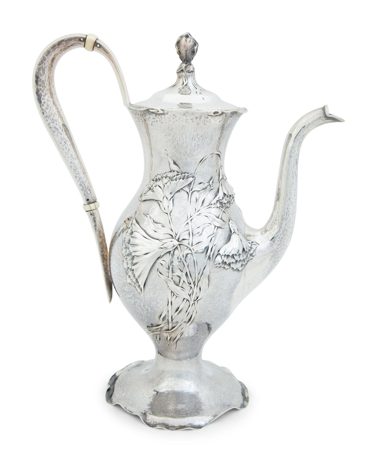 An American Silver Hand Hammered Silver Coffee Pot