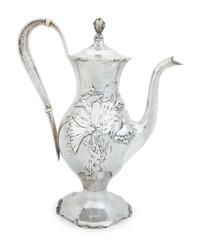 An American Silver Hand Hammered Silver Coffee Pot