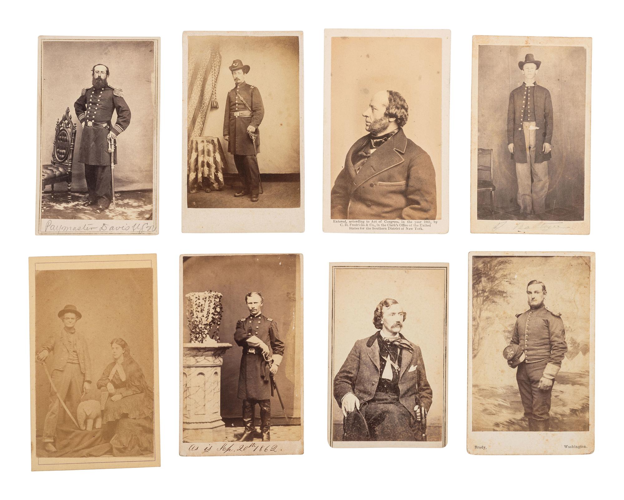 [CIVIL WAR]. 19 CDVs, incl. Civil War officers & designer of the USS Monitor John Ericsson.