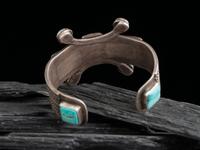 Navajo Ingot and Turquoise Cuff Bracelet