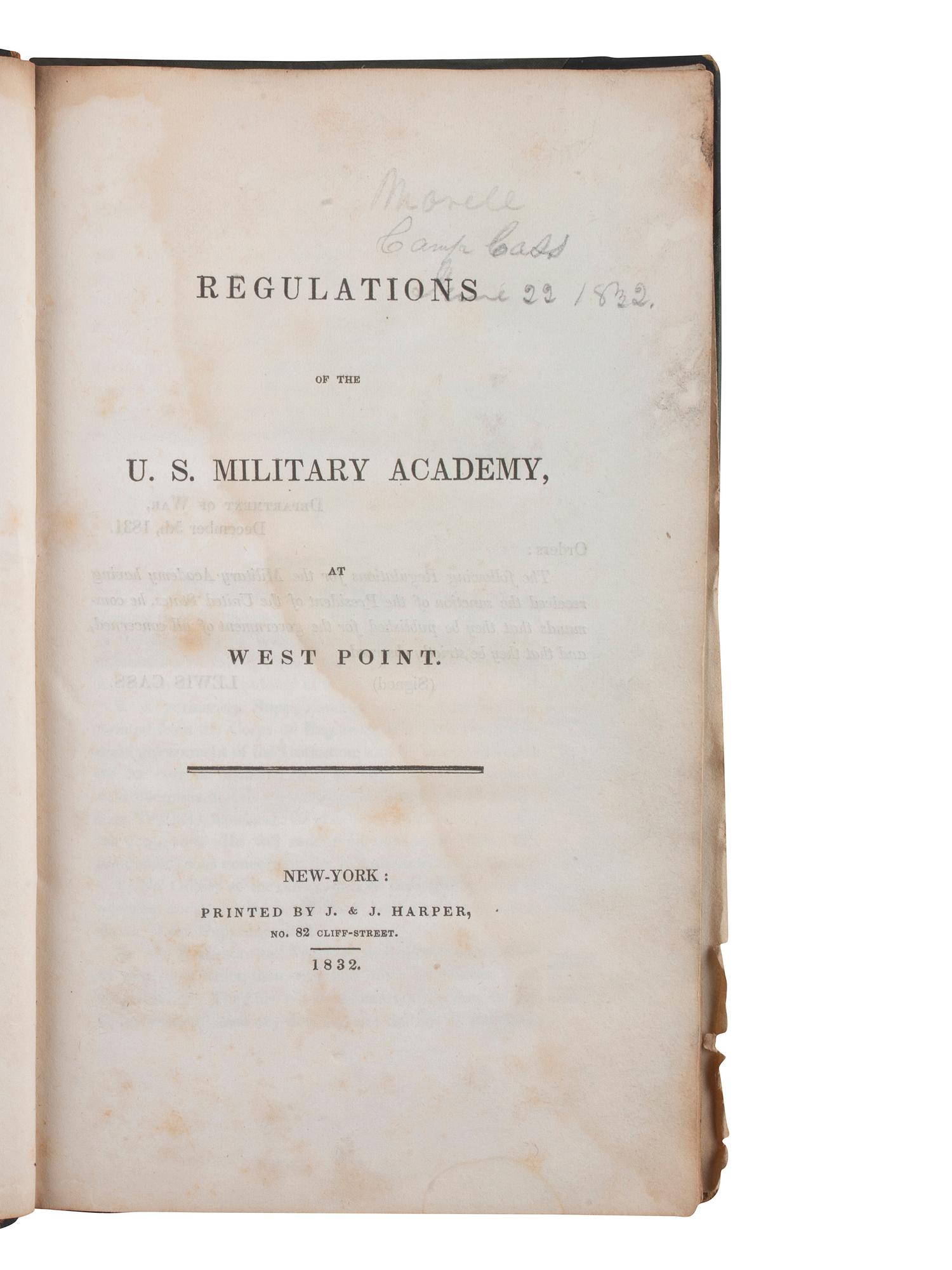 [CIVIL WAR]. CDV & Regulations of the US Military Academy at West Point ID'd to Gen. G.W. Morell.