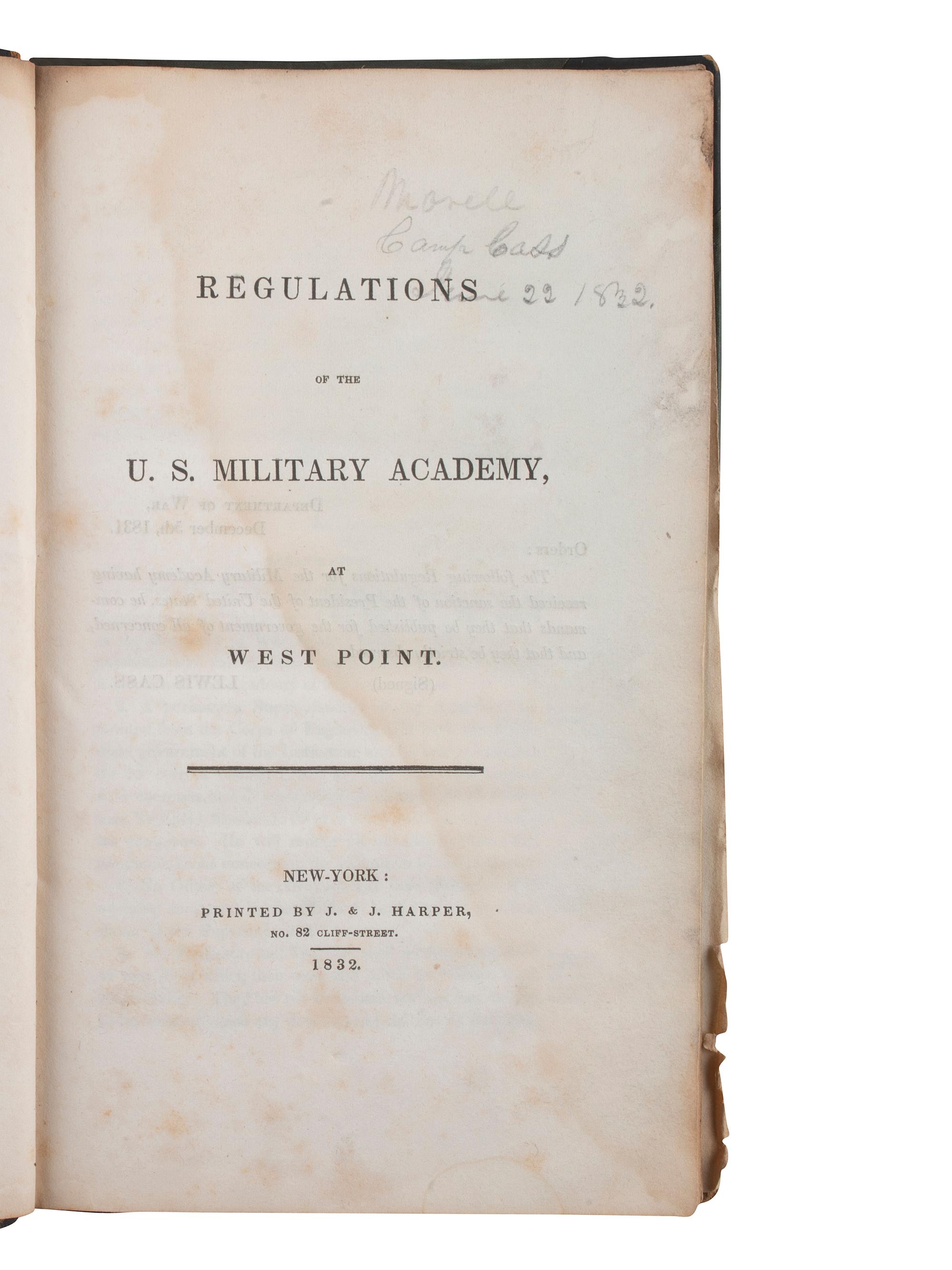 [CIVIL WAR]. CDV & Regulations of the US Military Academy at West Point ID'd to Gen. G.W. Morell.
