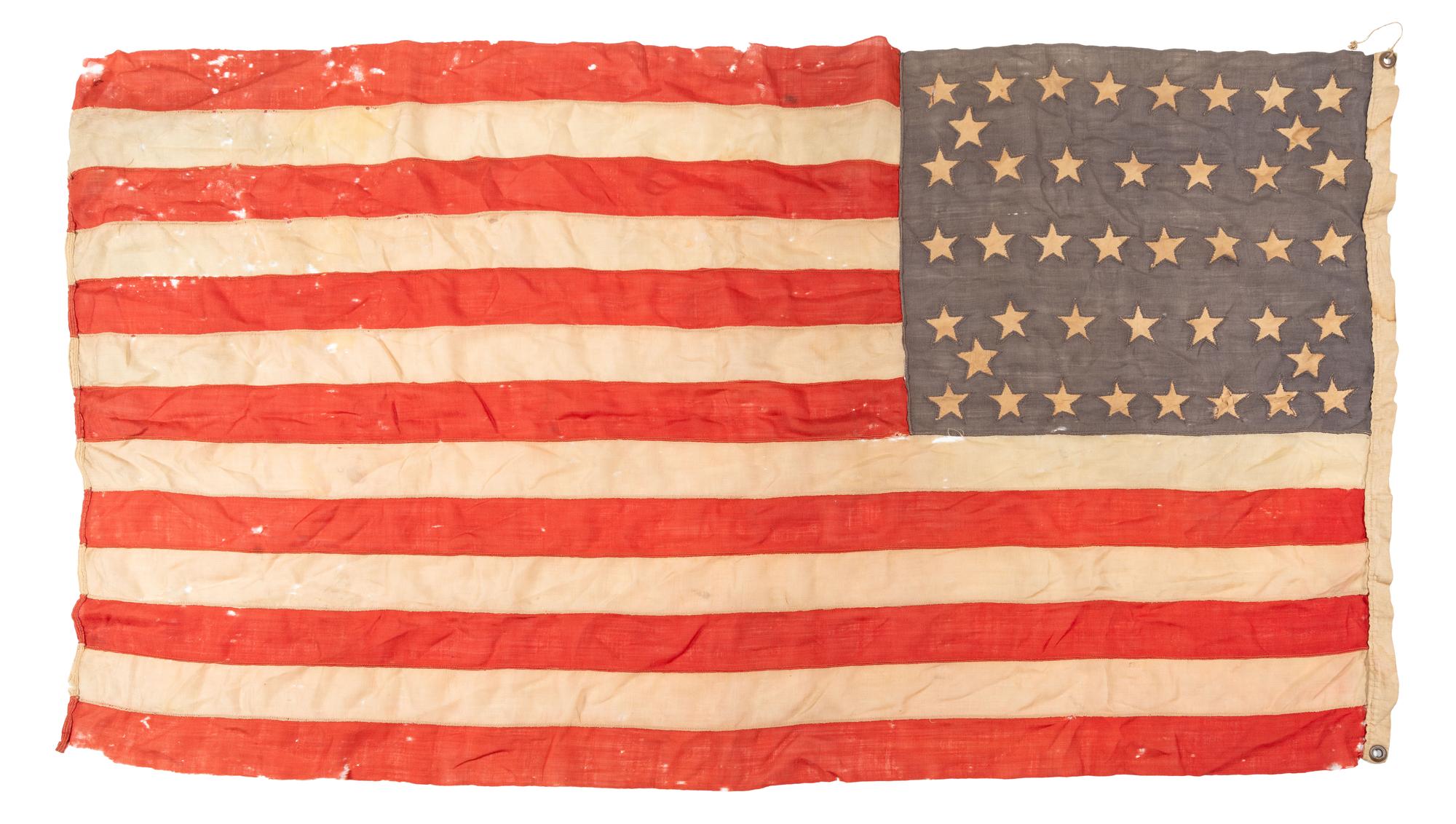 [FLAGS]. 42-star American flag with unusual star pattern. Ca 1889-1890.