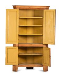 A Federal Tiger Maple Corner Cupboard