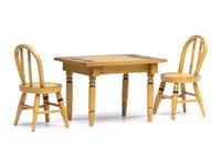 A Miniature Classical Yellow Painted and Stencil-Decorated Dining Table and Pair of Chairs