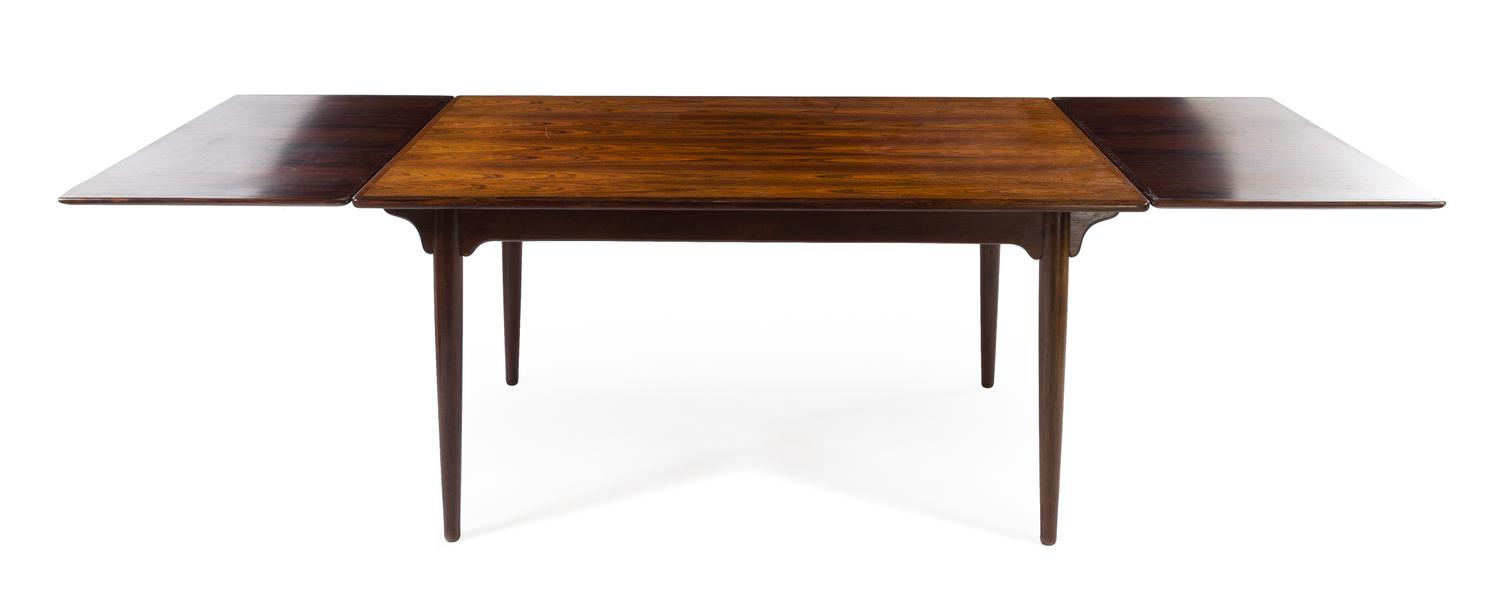 Danish, c.1960, a rosewood extension dining table