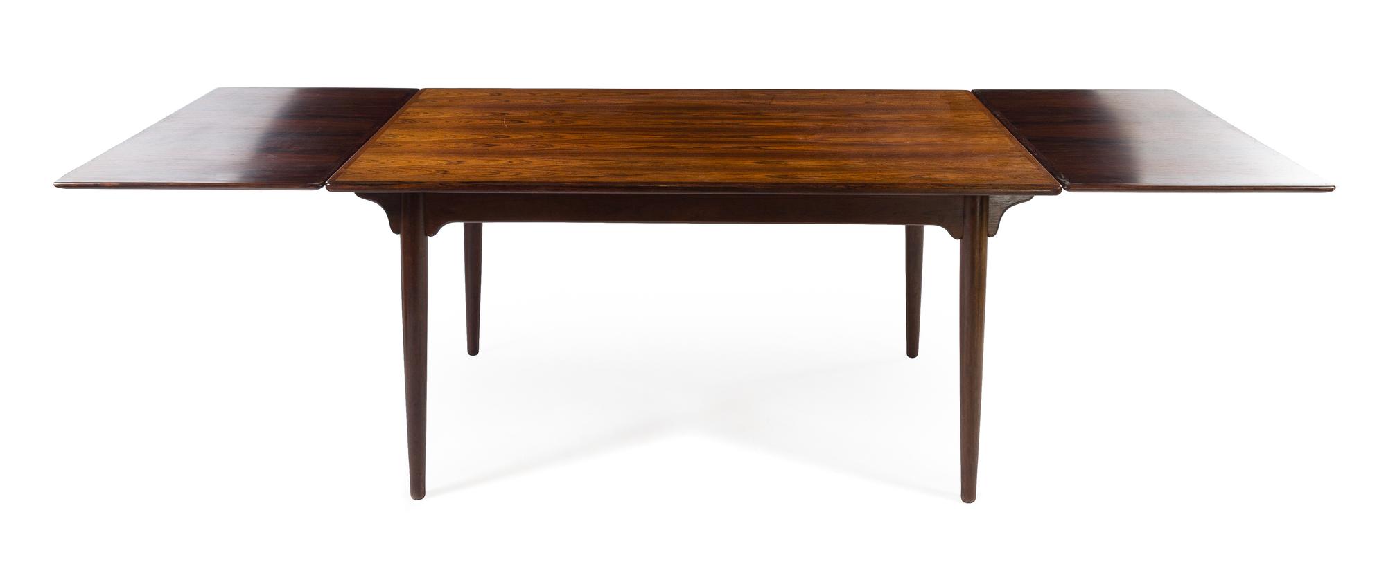 Danish, c.1960, a rosewood extension dining table