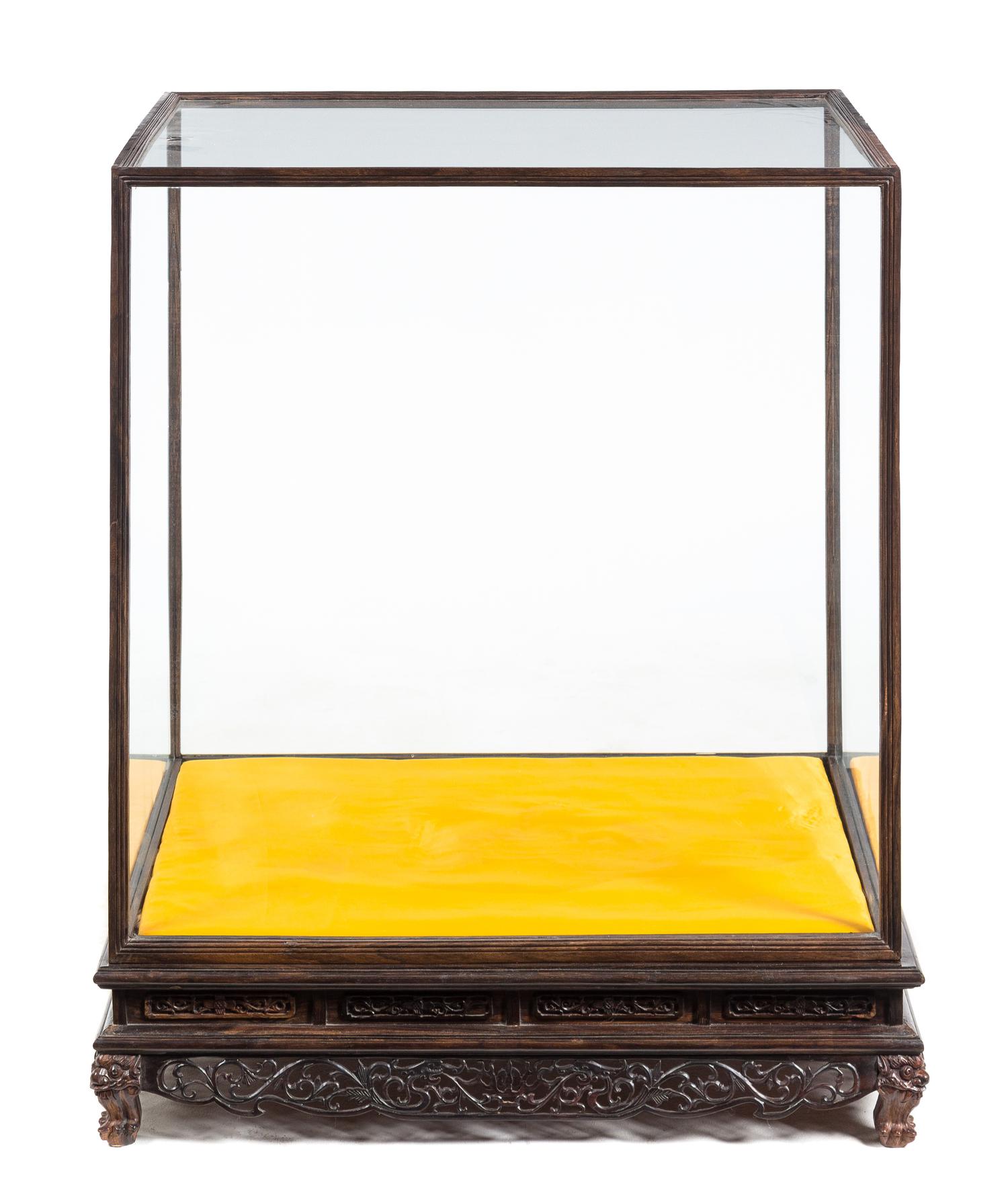 A Chinese Hardwood Display Case Height 30 1/2 x width 26 1/4 x depth 20 1/2 inches.