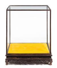 A Chinese Hardwood Display Case Height 30 1/2 x width 26 1/4 x depth 20 1/2 inches.