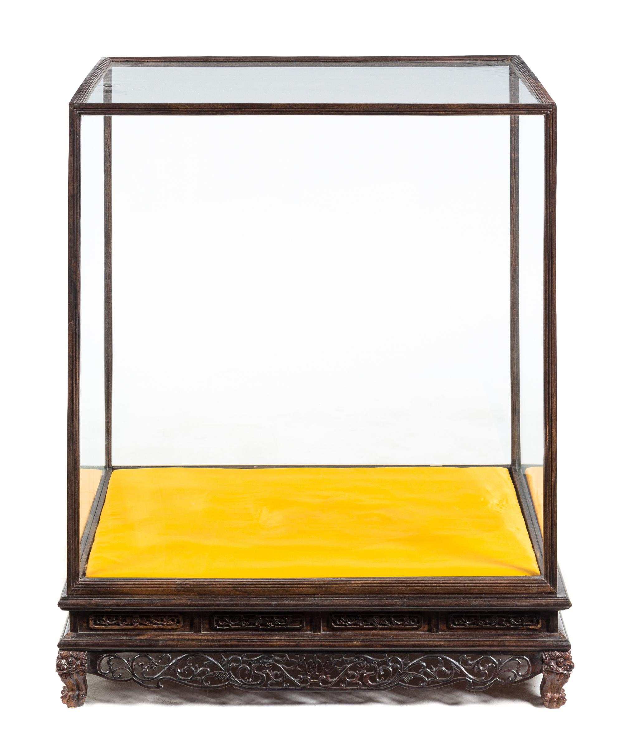 A Chinese Hardwood Display Case Height 30 1/2 x width 26 1/4 x depth 20 1/2 inches.