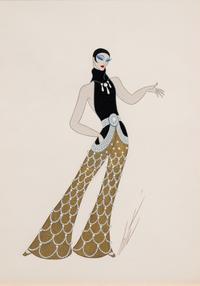 A Group of Three Costume Designs: Tableaux Mah Jongg - Vieux Chinoise , 1924; La Visite du Coulisses - Zizi Jeanmaire ; and South Sea Islands - Danseuse