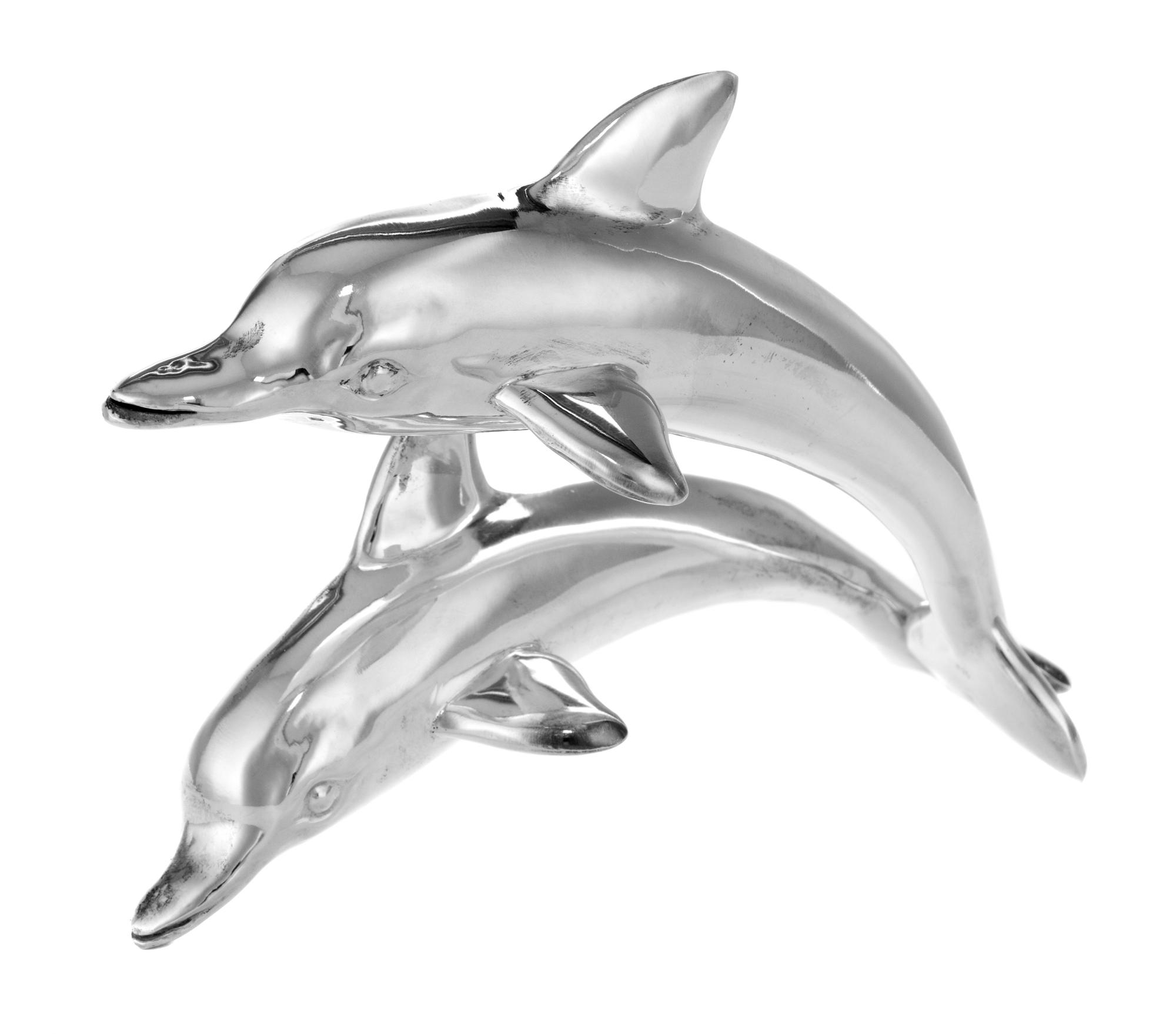 A Silver Animalier Sculpture, , of leaping dolphins