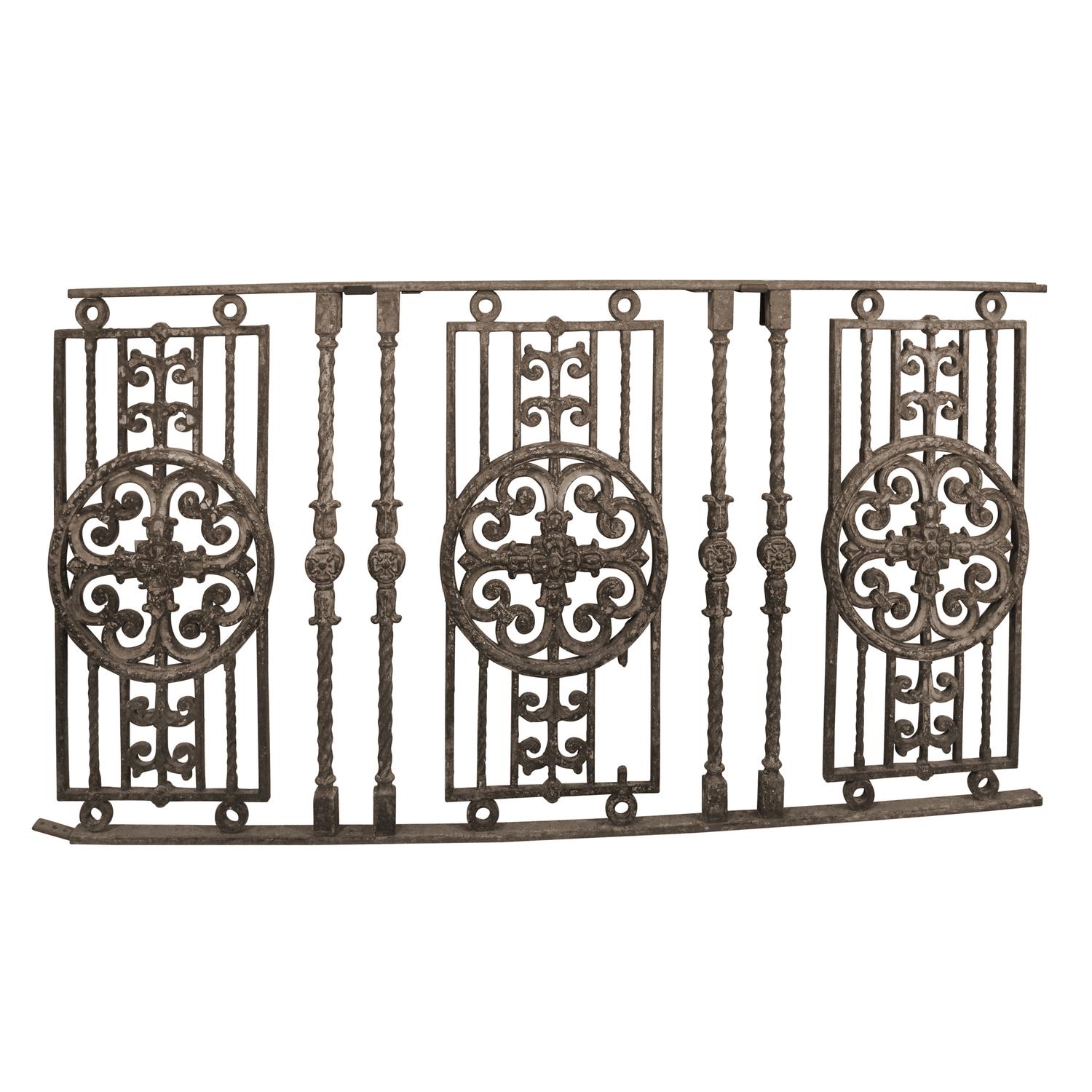 A Cast Iron Balcony Railing from the Sheridan Theater 55.5" W x 2.5" D x 30" H — United States, Early 20th Century