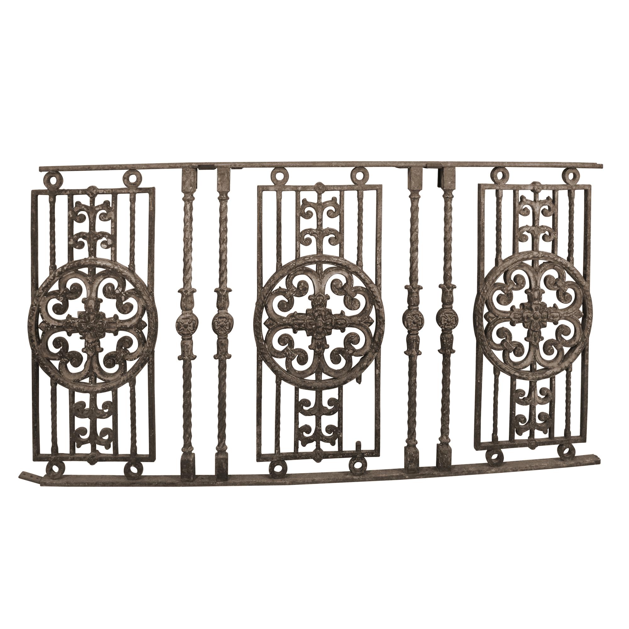 A Cast Iron Balcony Railing from the Sheridan Theater 55.5" W x 2.5" D x 30" H — United States, Early 20th Century