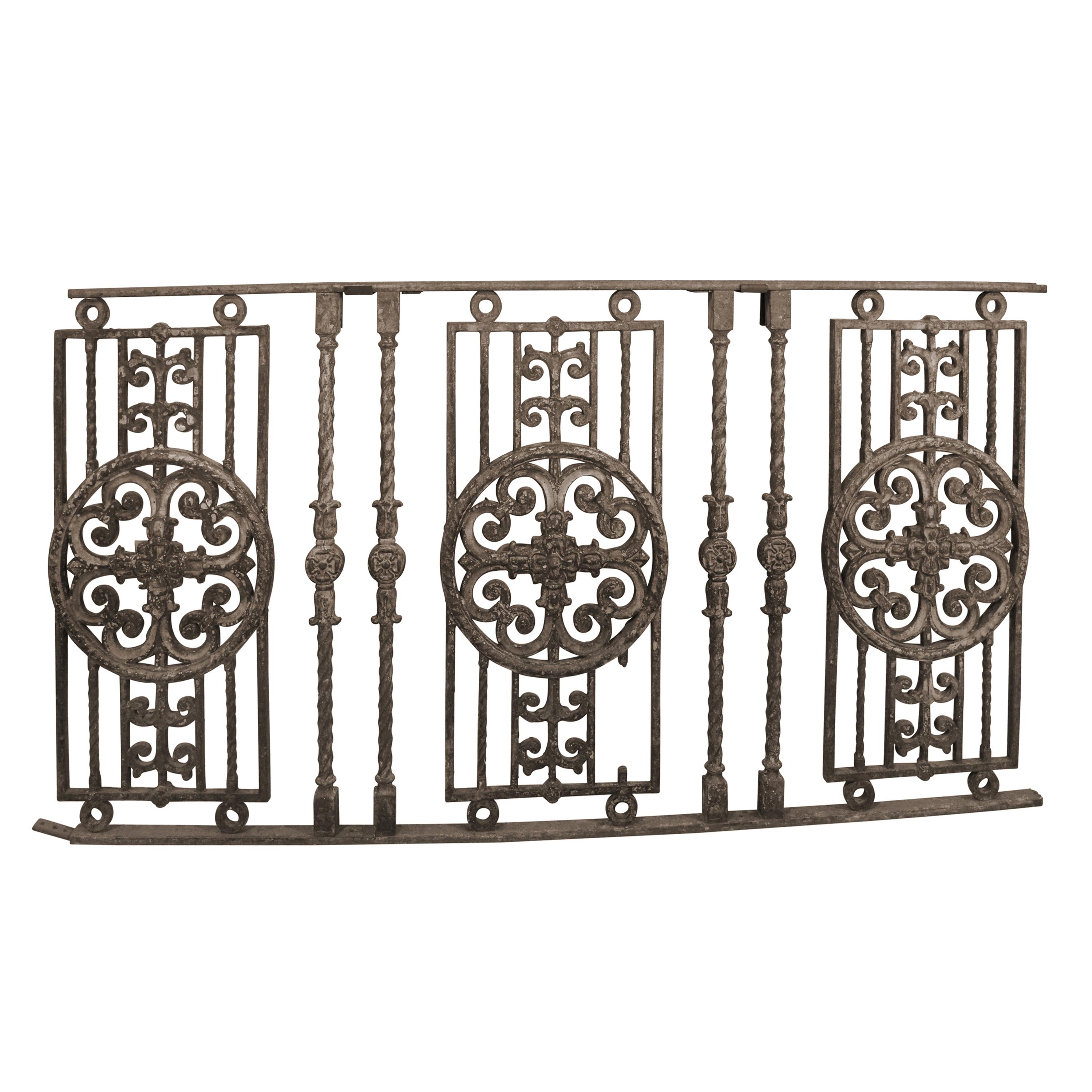 A Cast Iron Balcony Railing from the Sheridan Theater 55.5" W x 2.5" D x 30" H — United States, Early 20th Century