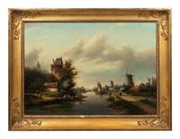 A Summer Landscape with Windmills