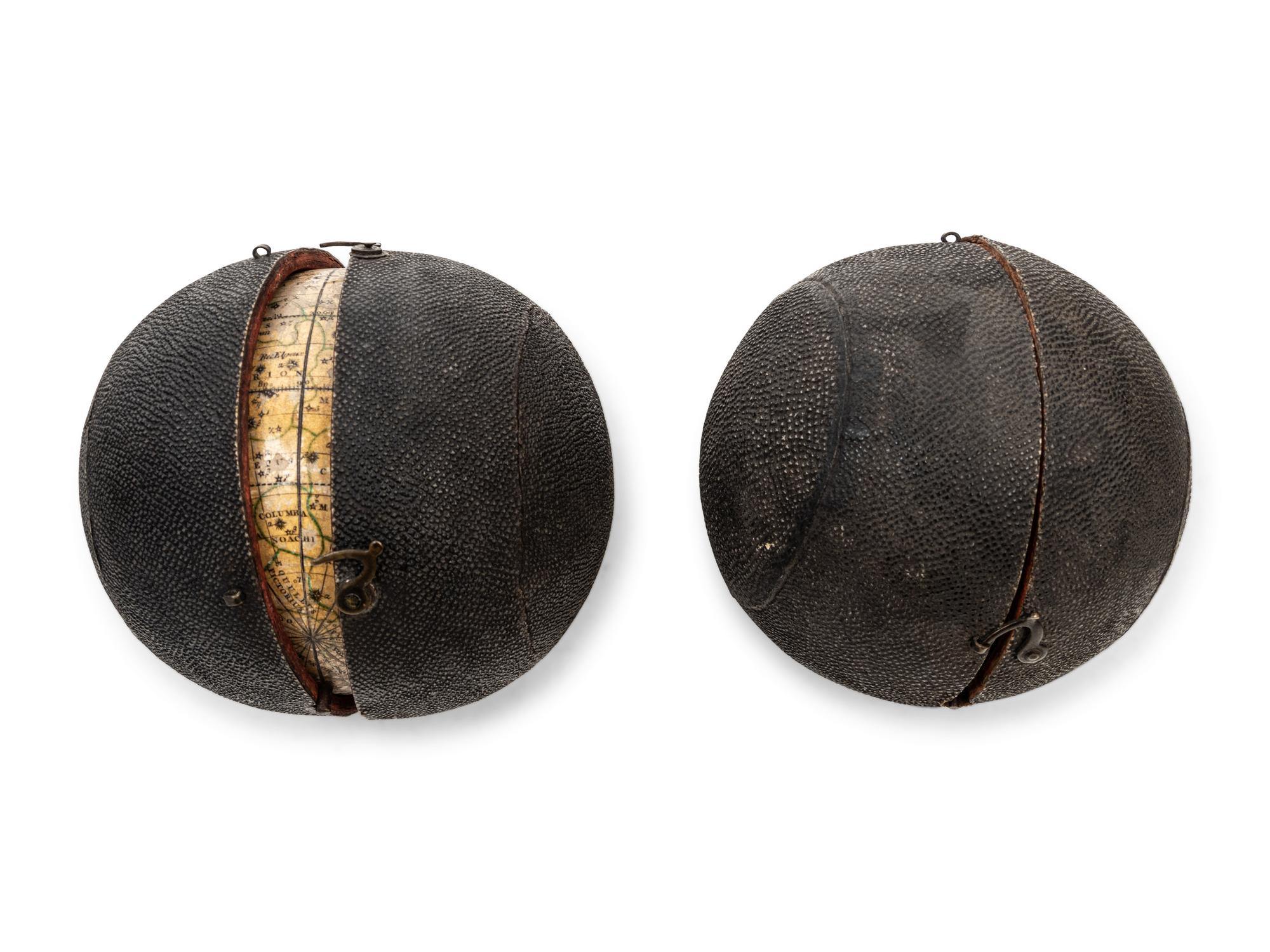 Two English Three-Inch Terrestrial and Celestial Pocket Globes