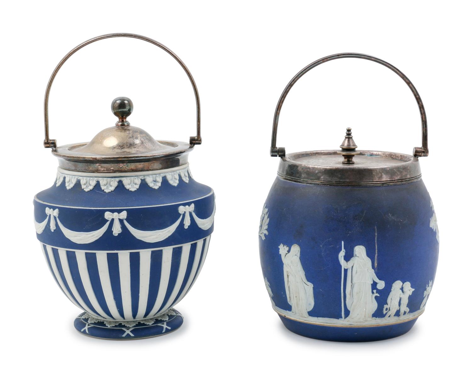Two Wedgwood Jasperware Biscuit Jars