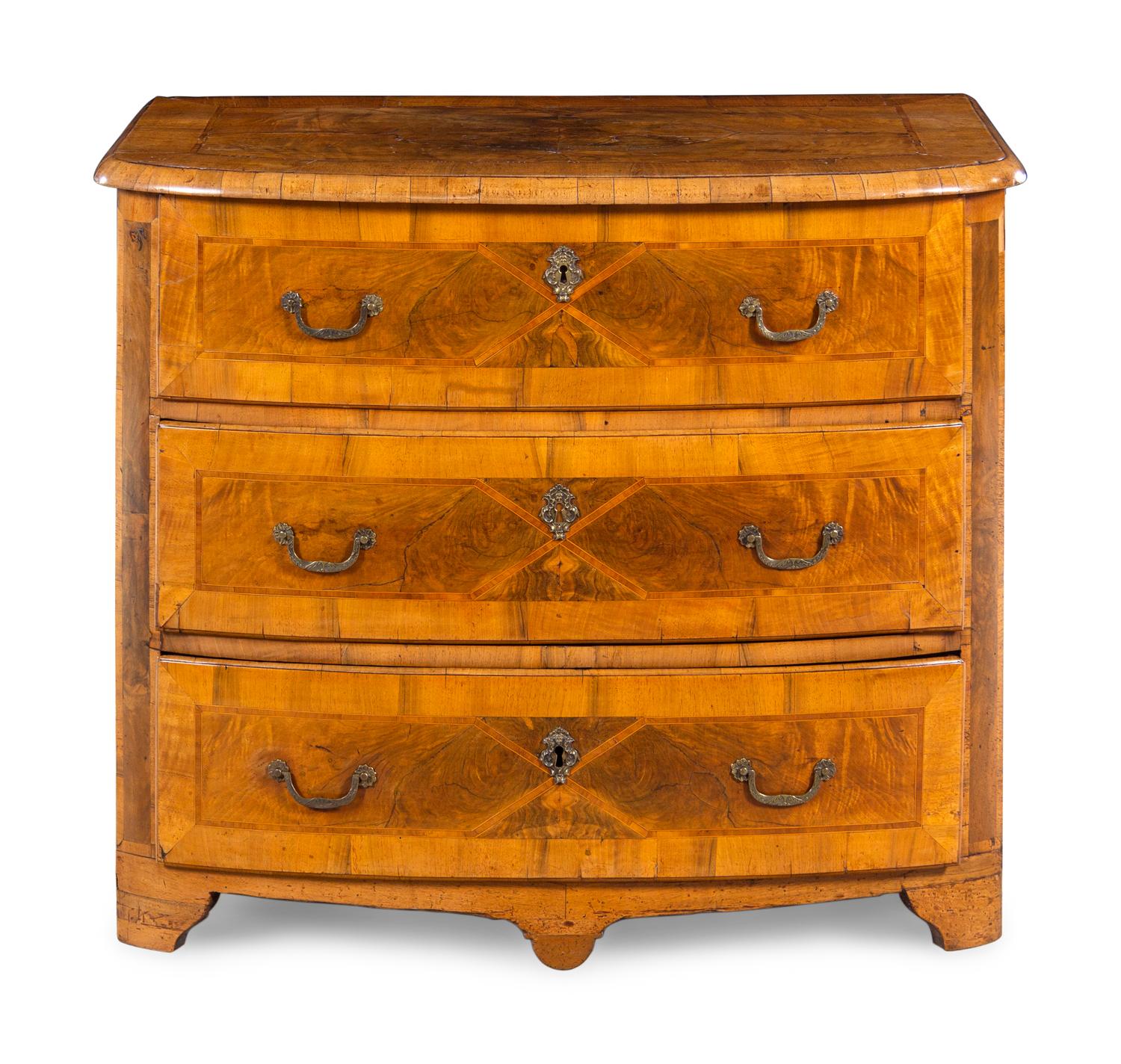 A Continental Burlwood Commode