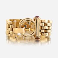 A fourteen karat gold and pink tourmaline bracelet, Italy