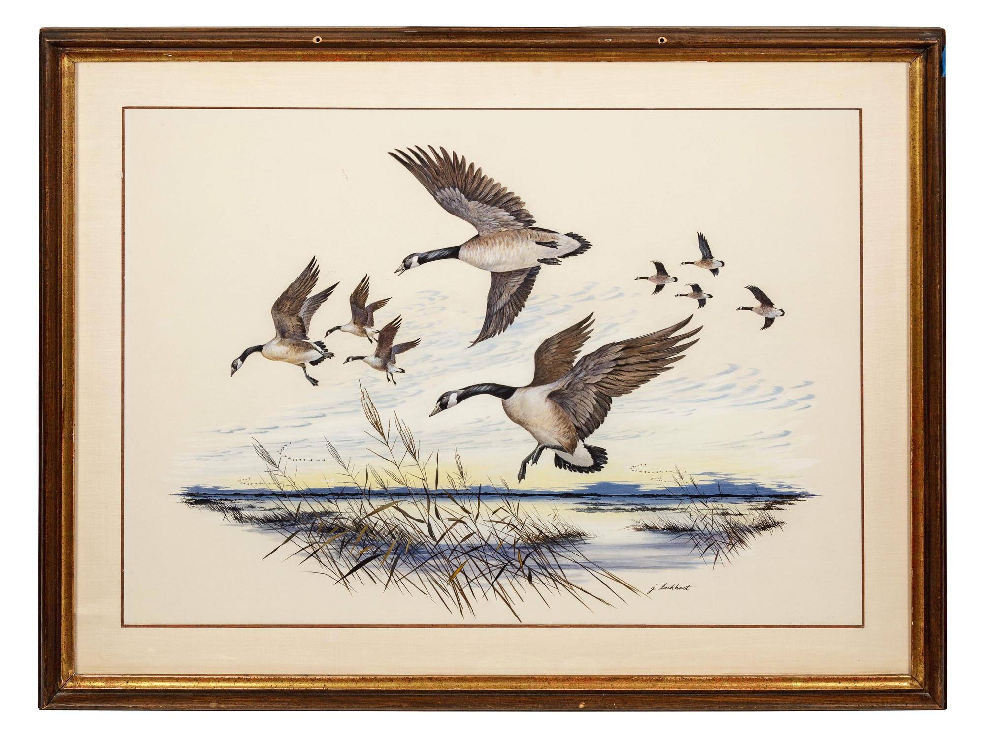 Two works: A Duck Family of Two and Ducks in Flight