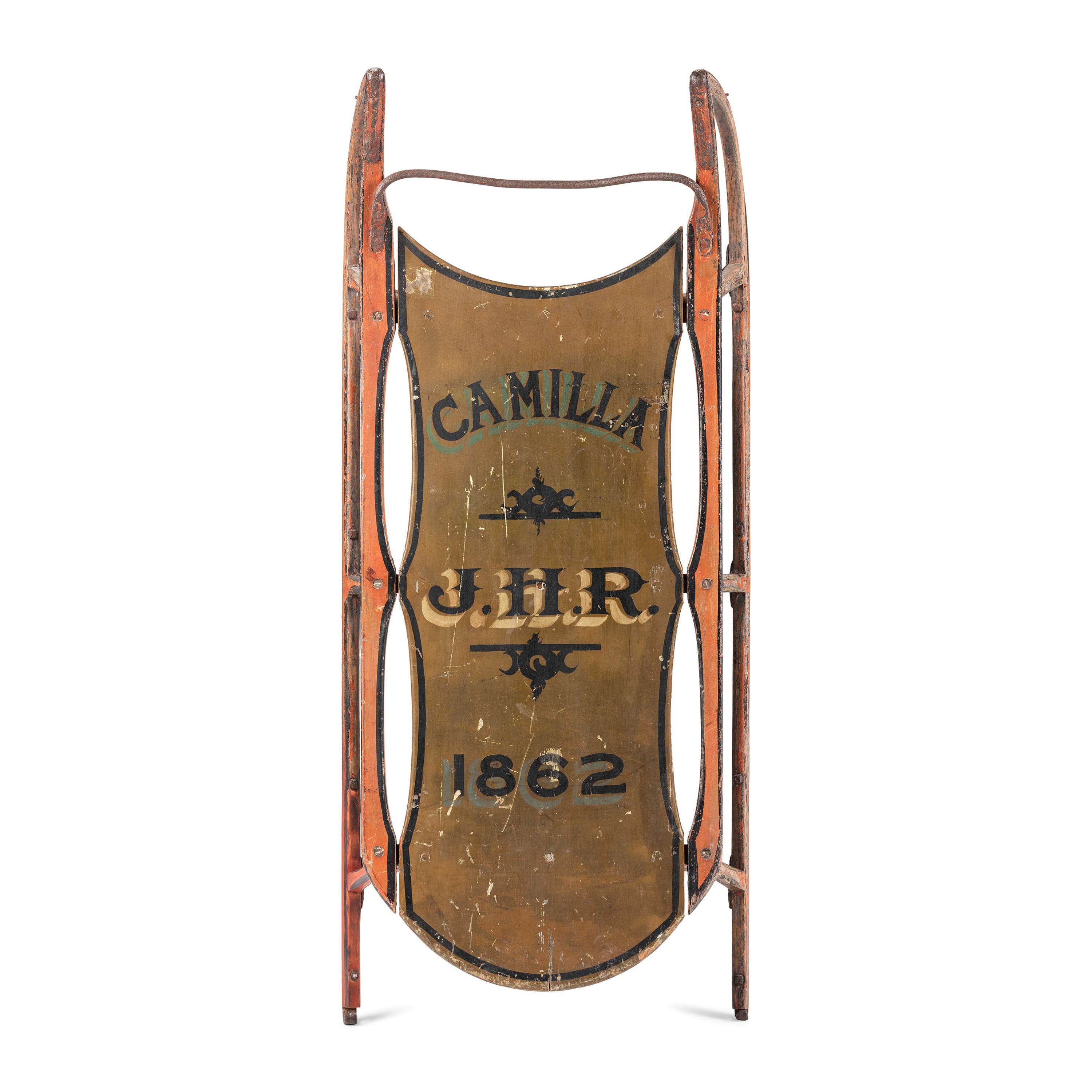 Two Paint Decorated Wood Sleds