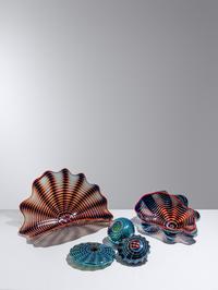 Six-Piece Antique-Blue Persian Set with Cinnabar Lip Wraps, 1992