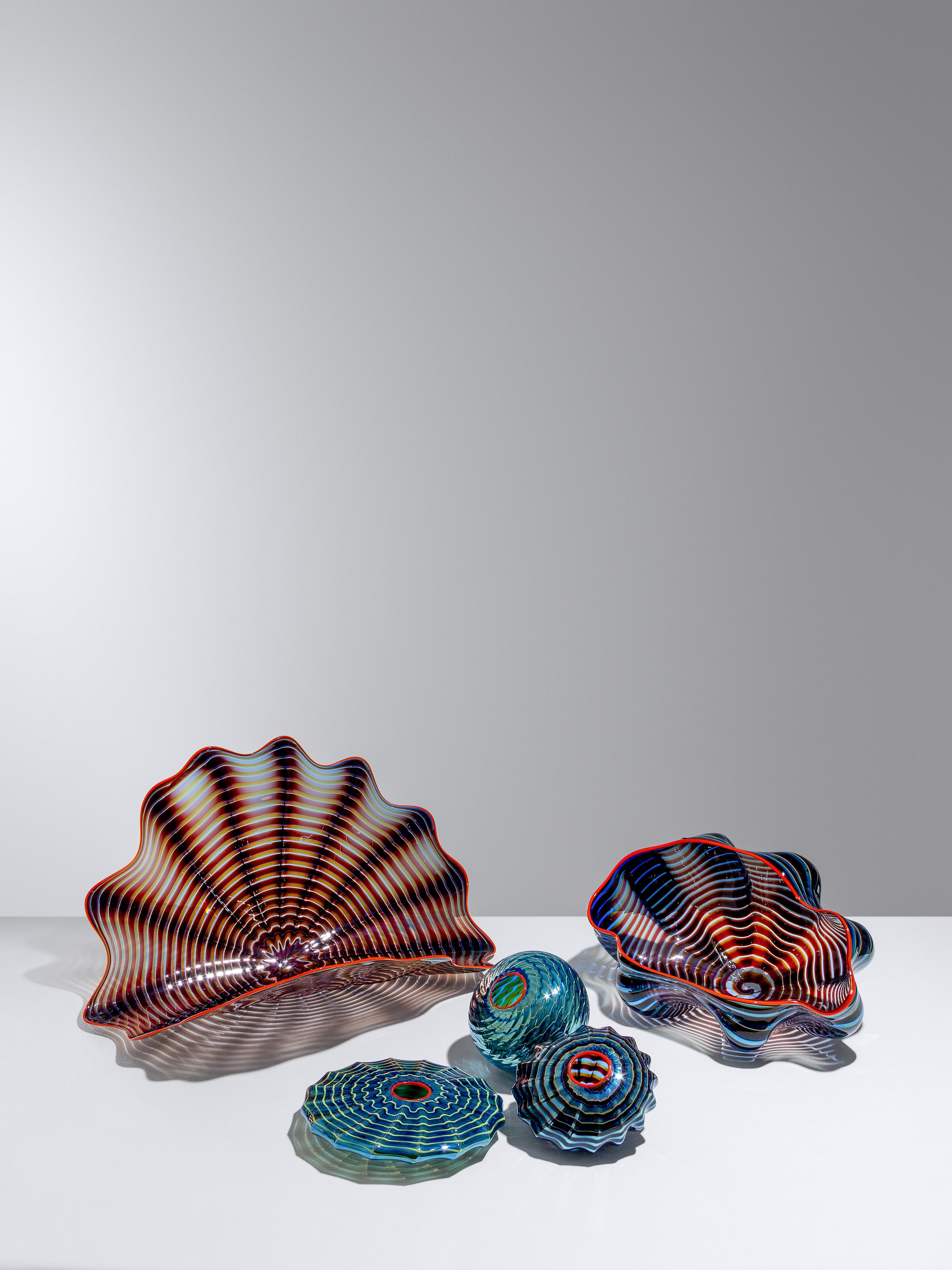 Six-Piece Antique-Blue Persian Set with Cinnabar Lip Wraps, 1992