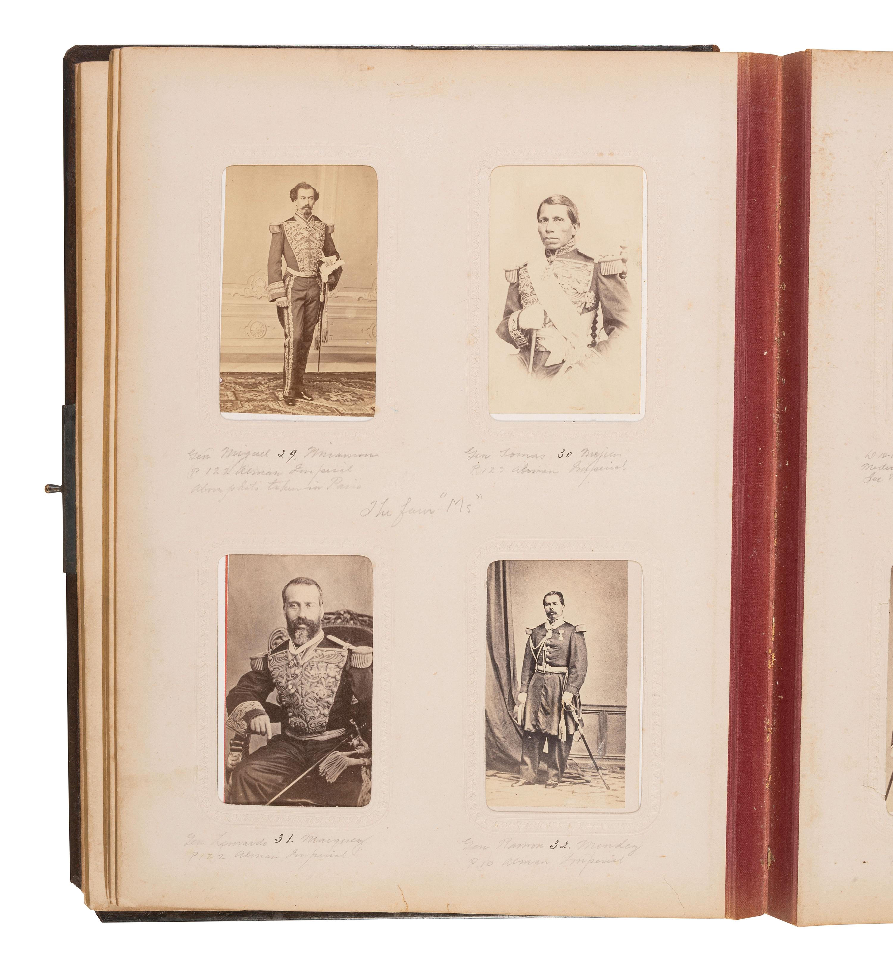 [Mexico - Early Photography]. Second Mexican Empire, CDV album documenting the reign of Maximilian I of Mexico, ca 1864-1867.