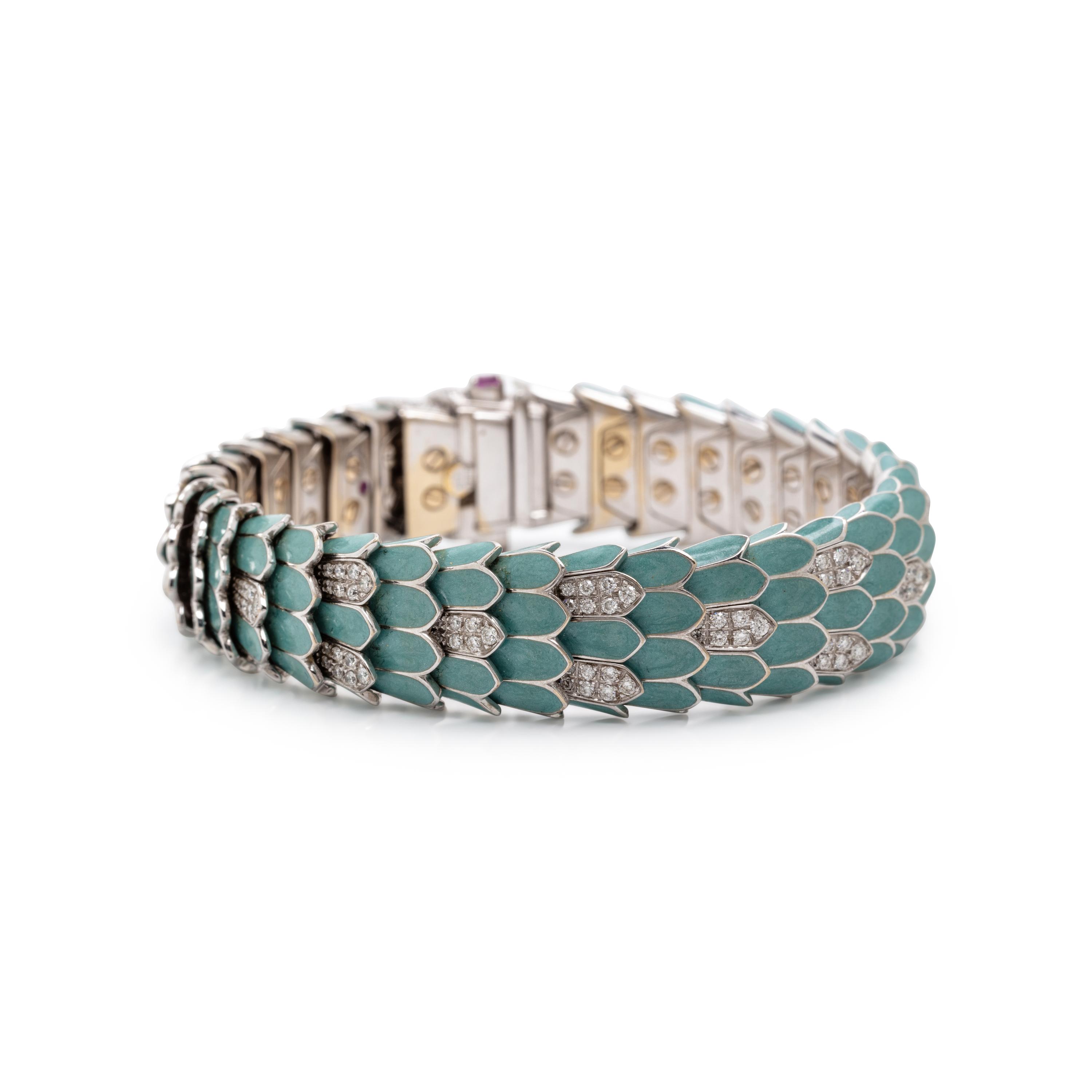 Roberto Coin, Enamel, Diamond, and White Gold 'Animalier' Bracelet and Ring