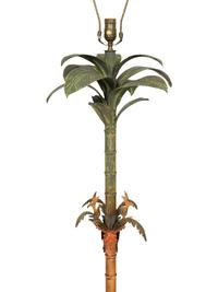 An Italian Painted Tole Palm-Form Floor Lamp