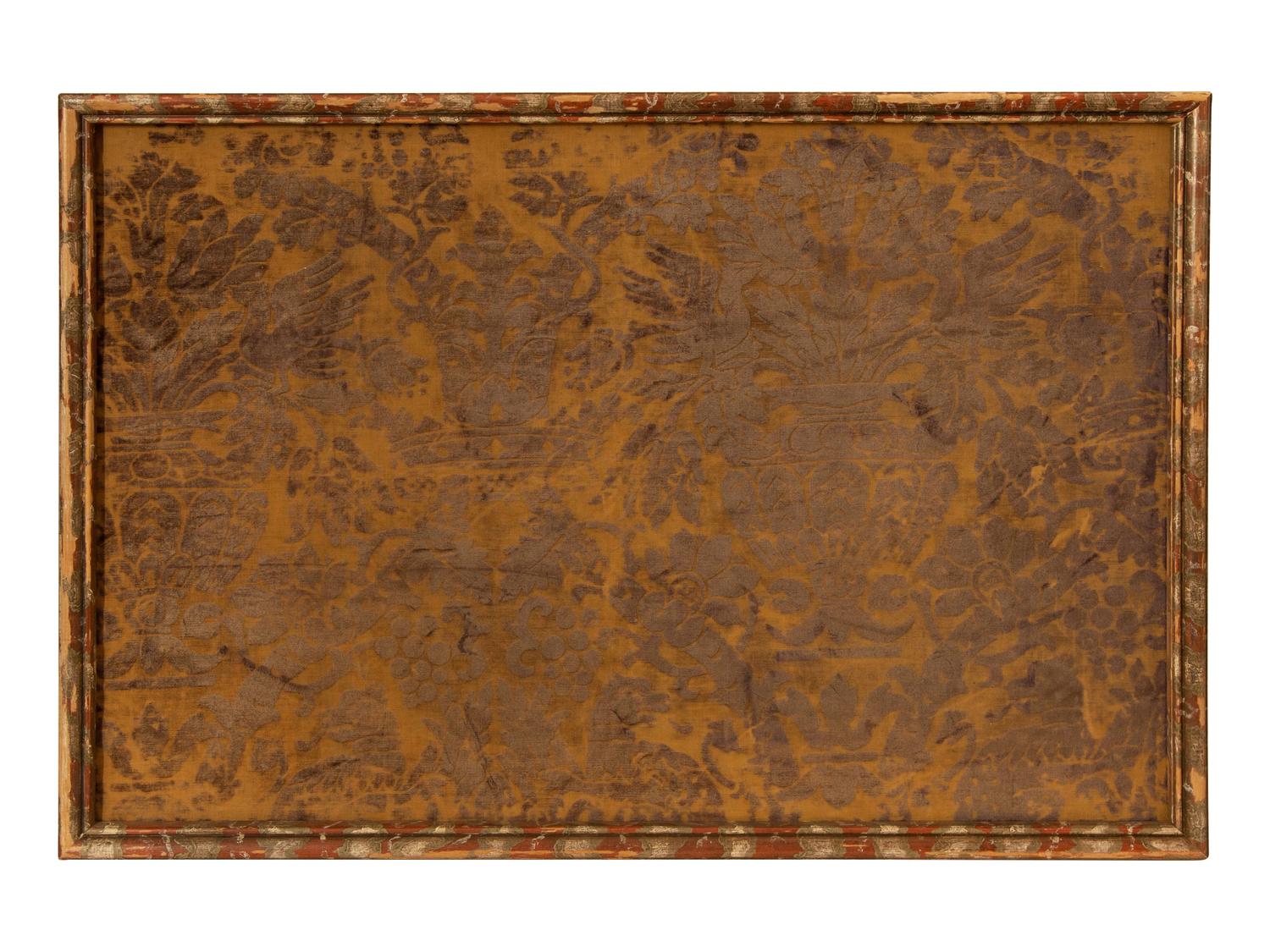 A Pair of Italian Framed Silk Velvet Panels
