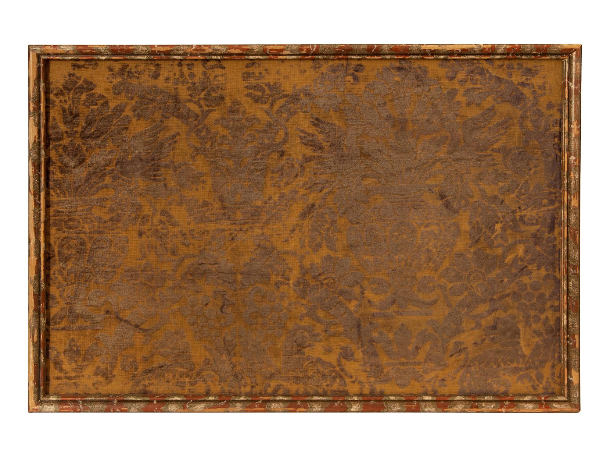 A Pair of Italian Framed Silk Velvet Panels