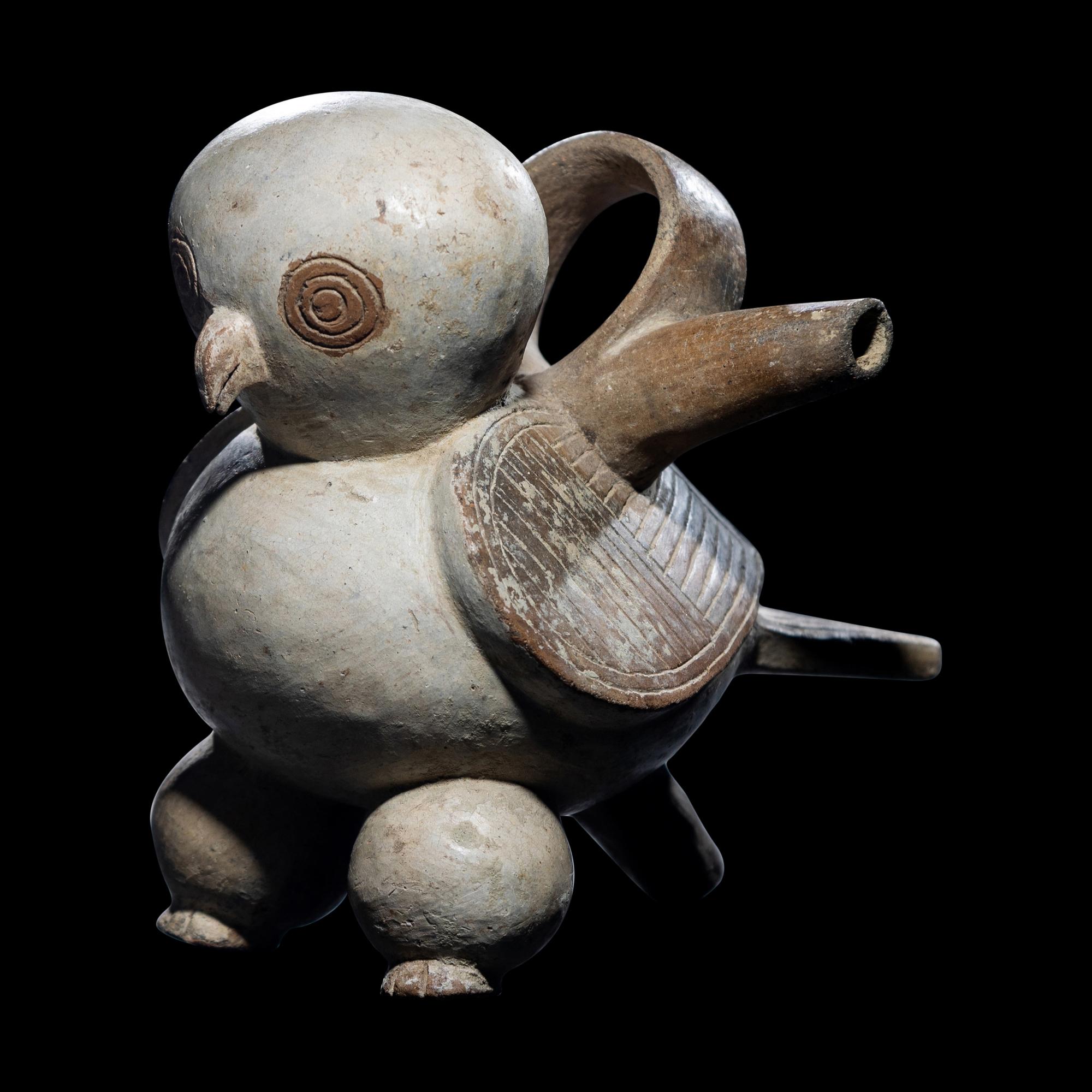 A Calima Bichrome Bird Effigy Vessel