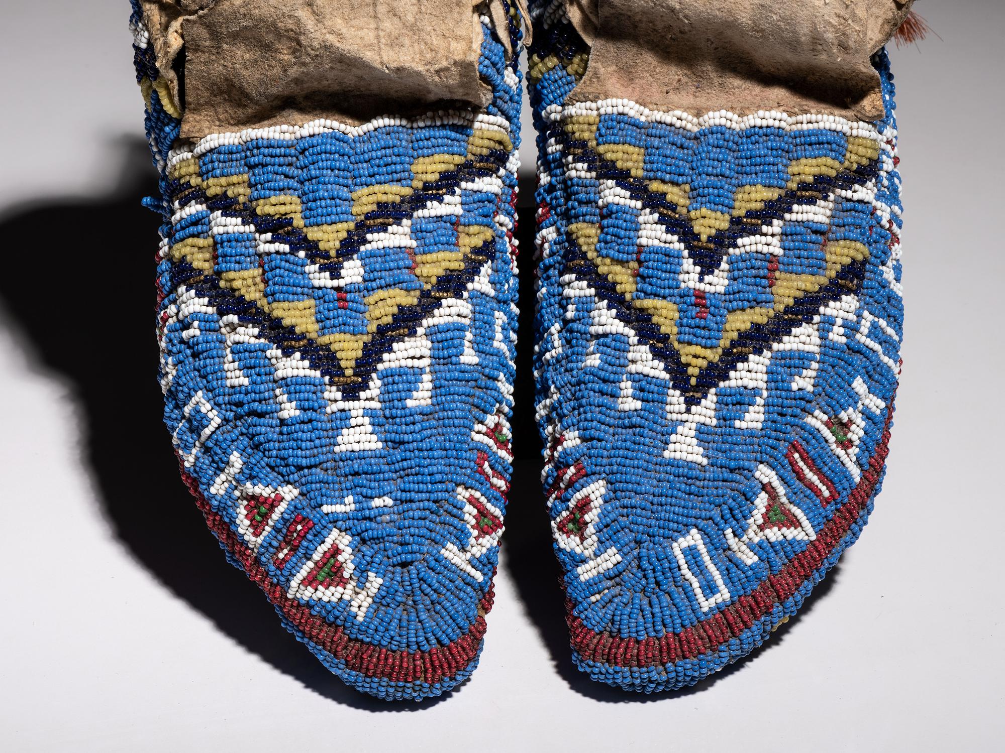 Sioux Fully Beaded Hide Moccasins