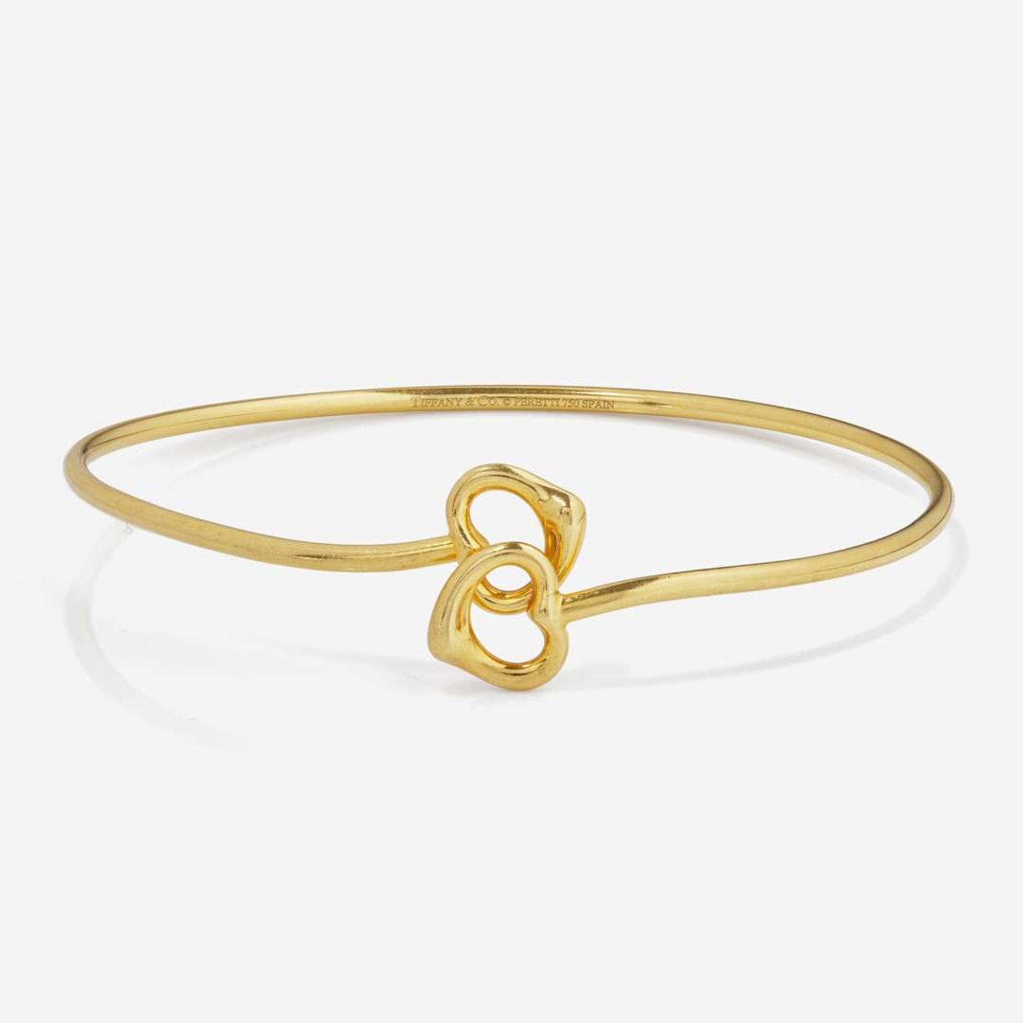 An 18K Yellow Gold Tiffany & Co. Double Open Heart Bracelet Elsa Peretti for Tiffany & Co.